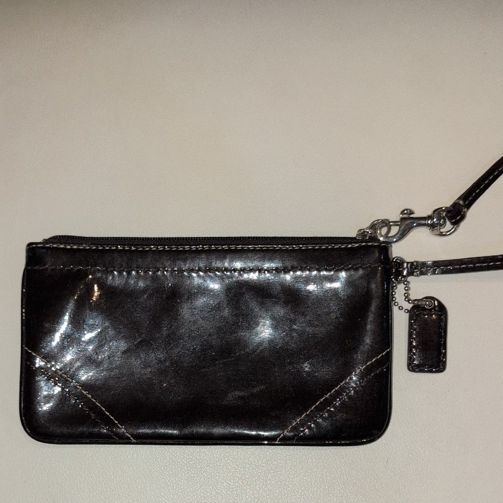 Coach Black Patent Leather Wristlet